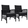 Outdoor Furniture Dining Chairs Wicker Garden Patio Cushion Black Gardeon – 2x chair