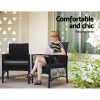 Outdoor Furniture Dining Chairs Wicker Garden Patio Cushion Black Gardeon – 2x chair