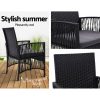 Outdoor Furniture Dining Chairs Wicker Garden Patio Cushion Black Gardeon – 2x chair