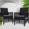 Outdoor Furniture Dining Chairs Wicker Garden Patio Cushion Black Gardeon – 2x chair