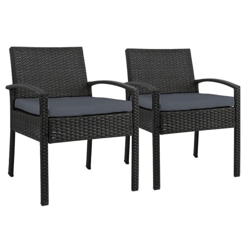 Outdoor Furniture Bistro Wicker Chair Black – 2