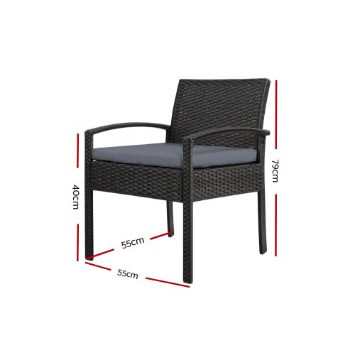 Outdoor Furniture Bistro Wicker Chair Black – 2