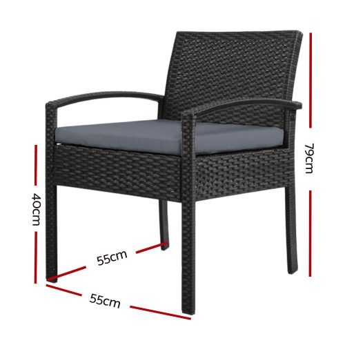 Outdoor Furniture Bistro Wicker Chair Black – 2