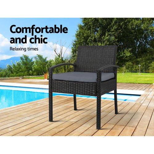 Outdoor Furniture Bistro Wicker Chair Black – 2