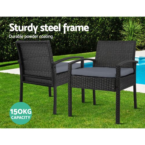Outdoor Furniture Bistro Wicker Chair Black – 2