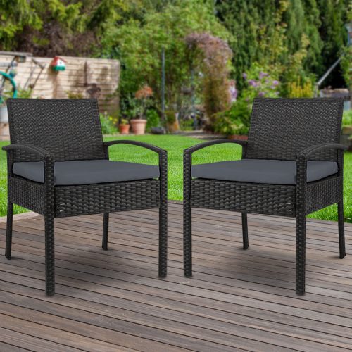 Outdoor Furniture Bistro Wicker Chair Black – 2