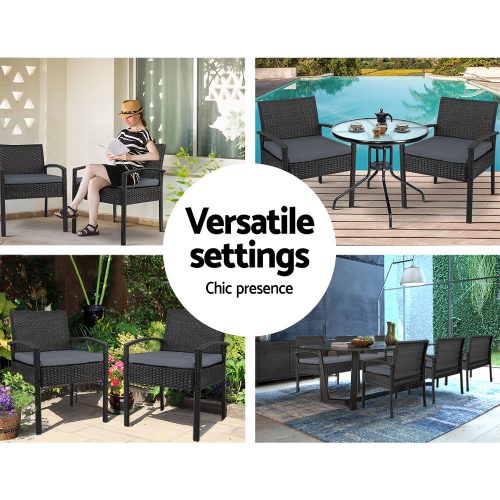 Outdoor Furniture Bistro Wicker Chair Black – 2