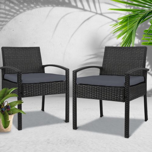 Outdoor Furniture Bistro Wicker Chair Black – 2