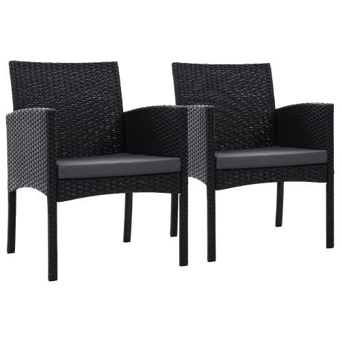 2PC Outdoor Dining Chairs Patio Furniture Rattan Lounge Chair XL Ezra