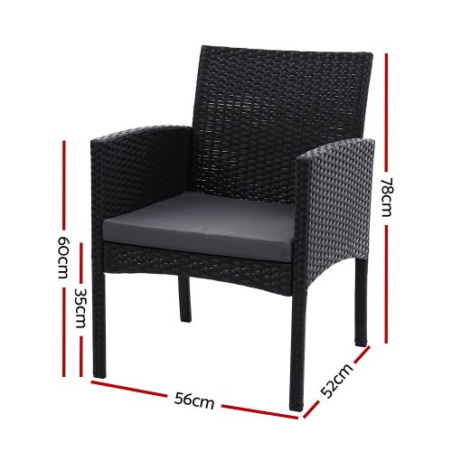 2PC Outdoor Dining Chairs Patio Furniture Rattan Lounge Chair XL Ezra
