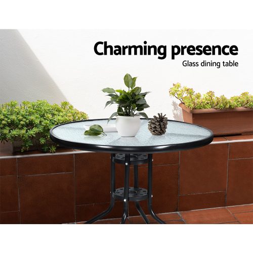 Outdoor Bistro Set Chairs Patio Furniture Dining Wicker Garden Cushion Gardeon – 2X Chair + Table
