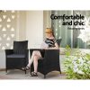 Outdoor Bistro Set Chairs Patio Furniture Dining Wicker Garden Cushion Gardeon – 2X Chair + Table