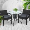 3PC Bistro Set Outdoor Furniture Rattan Table Chairs Cushion Patio Garden Felix