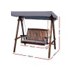 Swing Chair Wooden Garden Bench Canopy Outdoor Furniture – Charcoal, 2 Seater