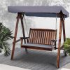 Swing Chair Wooden Garden Bench Canopy Outdoor Furniture – Charcoal, 2 Seater