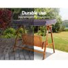 Swing Chair Wooden Garden Bench Canopy Outdoor Furniture – Teak, 3 Seater