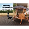 Swing Chair Wooden Garden Bench Canopy Outdoor Furniture – Teak, 3 Seater