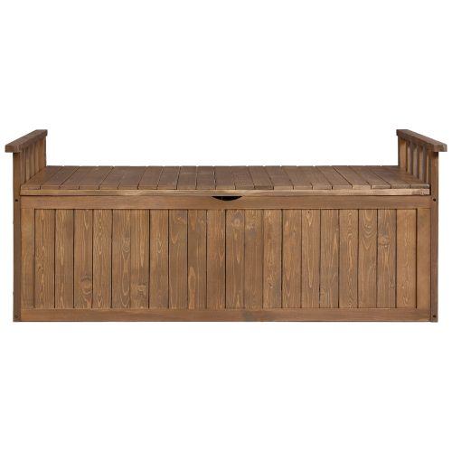 Outdoor Storage Bench Box 129cm Wooden Garden Toy Chest Sheds Patio Furniture XL Natural