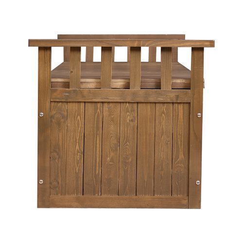 Outdoor Storage Bench Box 129cm Wooden Garden Toy Chest Sheds Patio Furniture XL Natural