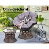 Outdoor Papasan Chairs Lounge Setting Patio Furniture Wicker – Brown, 2x chair + 1x Side Table