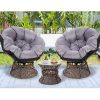 Outdoor Papasan Chairs Lounge Setting Patio Furniture Wicker – Brown, 2x chair + 1x Side Table