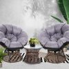 Outdoor Papasan Chairs Lounge Setting Patio Furniture Wicker – Brown, 2x chair + 1x Side Table