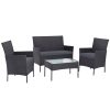 4-piece Outdoor Lounge Setting Wicker Patio Furniture Dining Set – Dark Grey amd Grey, Without Storage Cover