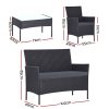 4-piece Outdoor Lounge Setting Wicker Patio Furniture Dining Set – Dark Grey amd Grey, Without Storage Cover