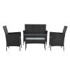 4-piece Outdoor Lounge Setting Wicker Patio Furniture Dining Set – Dark Grey amd Grey, Without Storage Cover