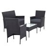 4-piece Outdoor Lounge Setting Wicker Patio Furniture Dining Set – Dark Grey amd Grey, Without Storage Cover