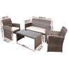 Set of 4 Outdoor Lounge Setting Rattan Patio Wicker Dining Set – Grey and Beige, With Storage Cover
