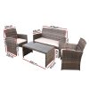 Set of 4 Outdoor Lounge Setting Rattan Patio Wicker Dining Set – Grey and Beige, With Storage Cover