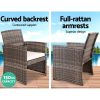 Set of 4 Outdoor Lounge Setting Rattan Patio Wicker Dining Set – Grey and Beige, With Storage Cover