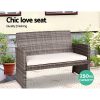 Set of 4 Outdoor Lounge Setting Rattan Patio Wicker Dining Set – Grey and Beige, With Storage Cover