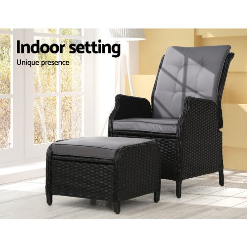 Recliner Chair Sun lounge Setting Outdoor Furniture Patio Wicker Sofa