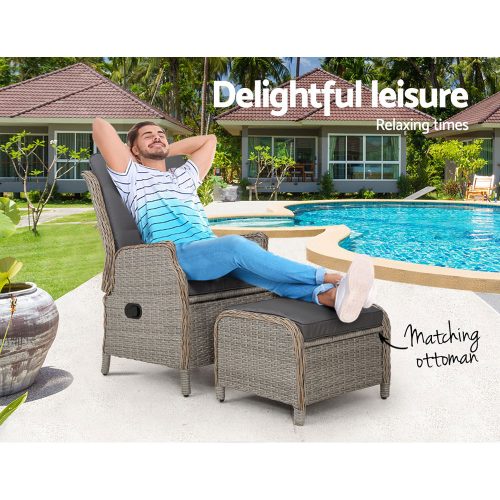 Recliner Chair Sun lounge Setting Outdoor Furniture Patio Wicker Sofa