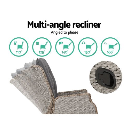 Recliner Chair Sun lounge Setting Outdoor Furniture Patio Wicker Sofa
