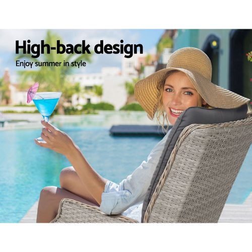 Recliner Chair Sun lounge Setting Outdoor Furniture Patio Wicker Sofa