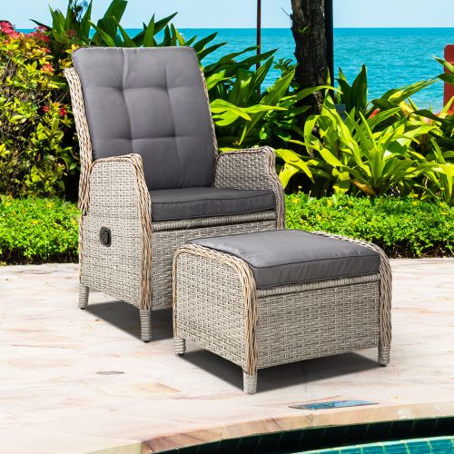 Recliner Chair Sun lounge Setting Outdoor Furniture Patio Wicker Sofa