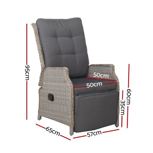 Recliner Chair Sun lounge Setting Outdoor Furniture Patio Wicker Sofa