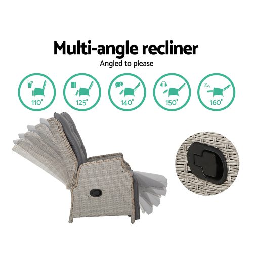 Recliner Chair Sun lounge Setting Outdoor Furniture Patio Wicker Sofa
