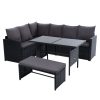 Outdoor Furniture Dining Setting Sofa Set Lounge Wicker 8 Seater – Black and Dark Grey, Without Storage Cover