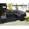 Outdoor Furniture Dining Setting Sofa Set Lounge Wicker 8 Seater – Black and Dark Grey, Without Storage Cover