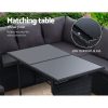 Outdoor Furniture Dining Setting Sofa Set Lounge Wicker 9 Seater – Black and Dark Grey, Without Storage Cover