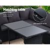 Outdoor Furniture Dining Setting Sofa Set Lounge Wicker 9 Seater – Black and Dark Grey, With Storage Cover