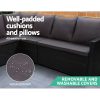 Outdoor Furniture Dining Setting Sofa Set Lounge Wicker 9 Seater – Black and Dark Grey, With Storage Cover