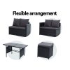 Outdoor Furniture Dining Setting Sofa Set Lounge Wicker 9 Seater – Black and Dark Grey, With Storage Cover