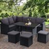 Outdoor Furniture Dining Setting Sofa Set Lounge Wicker 9 Seater – Black and Dark Grey, With Storage Cover