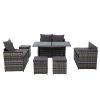Outdoor Furniture Dining Setting Sofa Set Lounge Wicker 9 Seater – Dark Grey and Mixed Grey, With Storage Cover