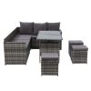 Outdoor Furniture Dining Setting Sofa Set Lounge Wicker 9 Seater – Dark Grey and Mixed Grey, With Storage Cover